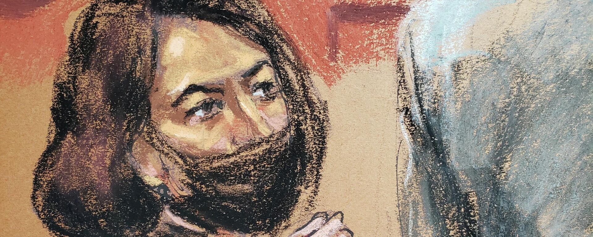 Ghislaine Maxwell watches as witness Eva Andersson is questioned by defense attorney Jeffrey Pagliuca during the trial of Maxwell, the Jeffrey Epstein associate accused of sex trafficking, in a courtroom sketch in New York City, U.S., December 17, 2021. - Sputnik International, 1920, 25.12.2021
