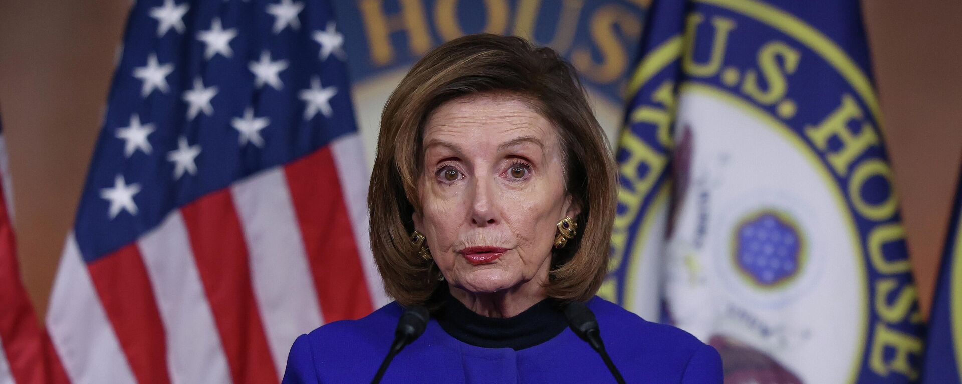 House Speaker Nancy Pelosi (D-CA) holds her weekly news conference in the U.S. Capitol in Washington, U.S., December 2, 2021. REUTERS/Evelyn Hockstein - Sputnik International, 1920, 31.12.2021