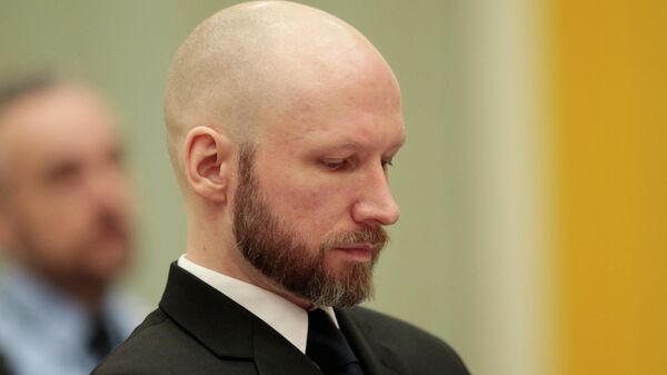Mass murderer Anders Behring Breivik is pictured on the third day of the appeal case in Borgarting Court of Appeal at Telemark prison in Skien, on January 12, 2017.  - Sputnik International