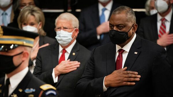 U.S. Defense Secretary Lloyd James Austin III attends a ceremony for former Republican Senator Bob Dole (R-KS) as Dole lies in state in the Rotunda of the U.S. Capitol in Washington, D.C., U.S., December 9, 2021 - Sputnik International