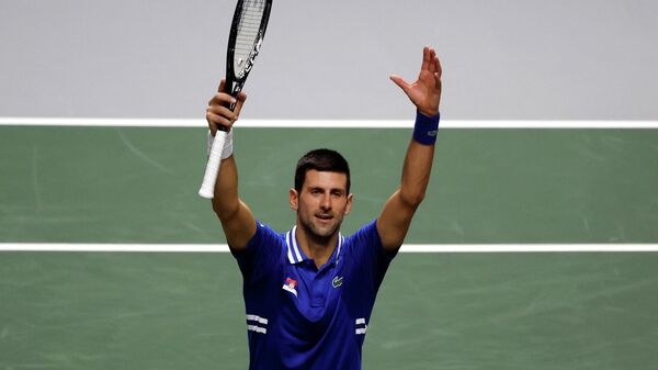 Serbia's Novak Djokovic celebrates winning his match against Croatia's Marin Cilic  - Sputnik International