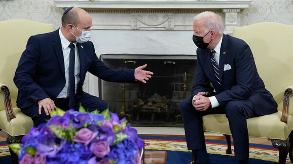 President Joe Biden meets with Israeli Prime Minister Naftali Bennett in the Oval Office of the White House, Friday, Aug. 27, 2021, in Washington. - Sputnik International