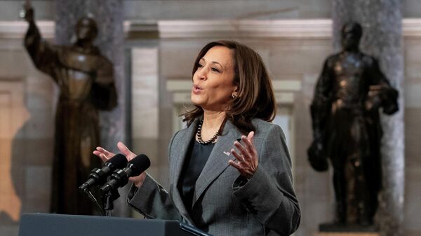 U.S. Vice President Kamala Harris delivers remarks on the one-year anniversary of the January 6, 2021 attack on the Capitol in Washington, U.S., January 6, 2022. - Sputnik International