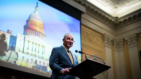 U.S. Senate Majority Leader Chuck Schumer speaks at the start of a discussion with historians on how to establish and preserve the narrative of January 6th on the one-year anniversary of the attack on the Capitol in Washington, U.S., January 6, 2022. - Sputnik International