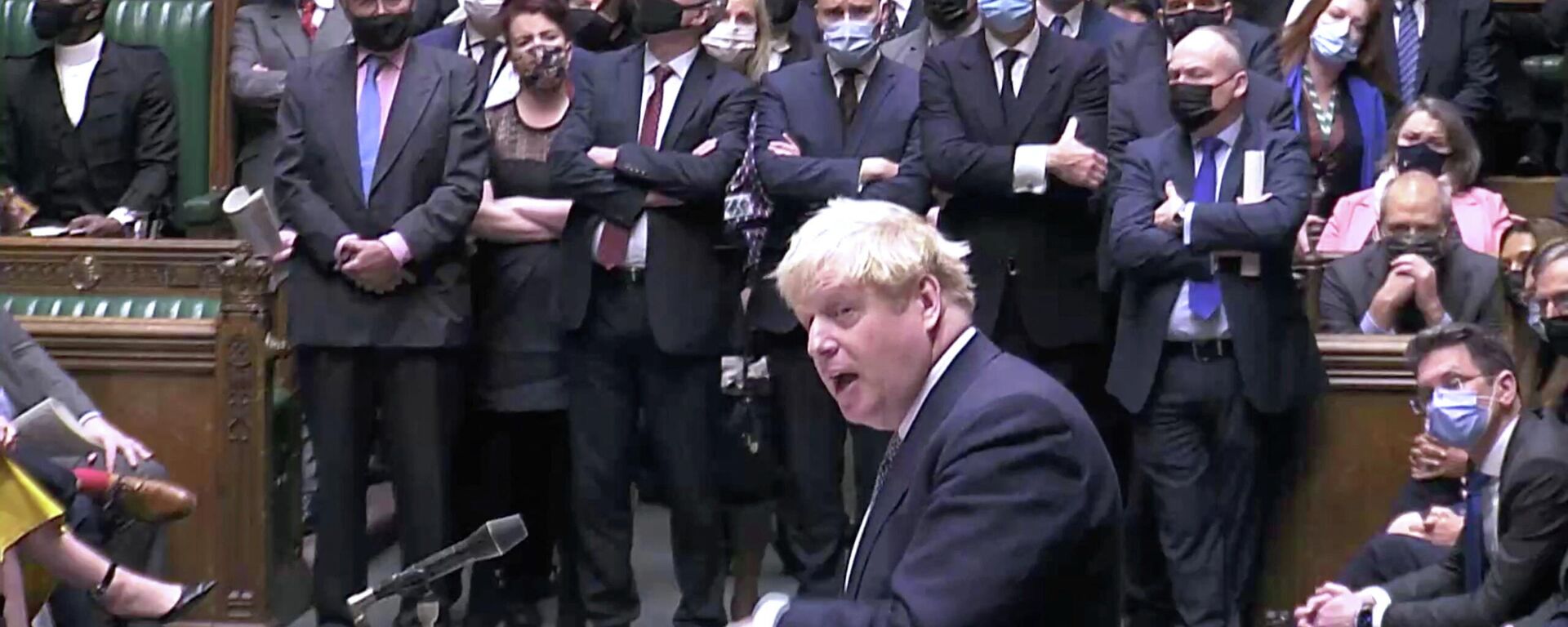 British Prime Minister Boris Johnson speaks during the weekly question time debate at Parliament in London, Britain, January 12, 2022 - Sputnik International, 1920, 19.01.2022