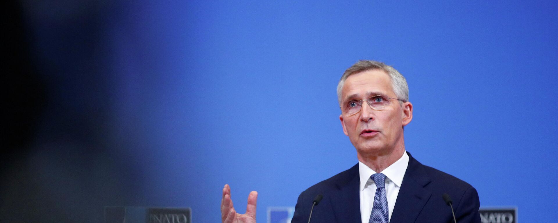 NATO Secretary General Jens Stoltenberg speaks during a news conference at the Alliance's headquarters in Brussels, Belgium January 12, 2022. REUTERS/Johanna Geron - Sputnik International, 1920, 14.01.2022