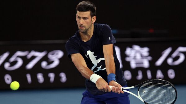 Novak Djokovic of Serbia attends a practice session ahead of the Australian Open tennis tournament in Melbourne on January 14, 2022 - Sputnik International