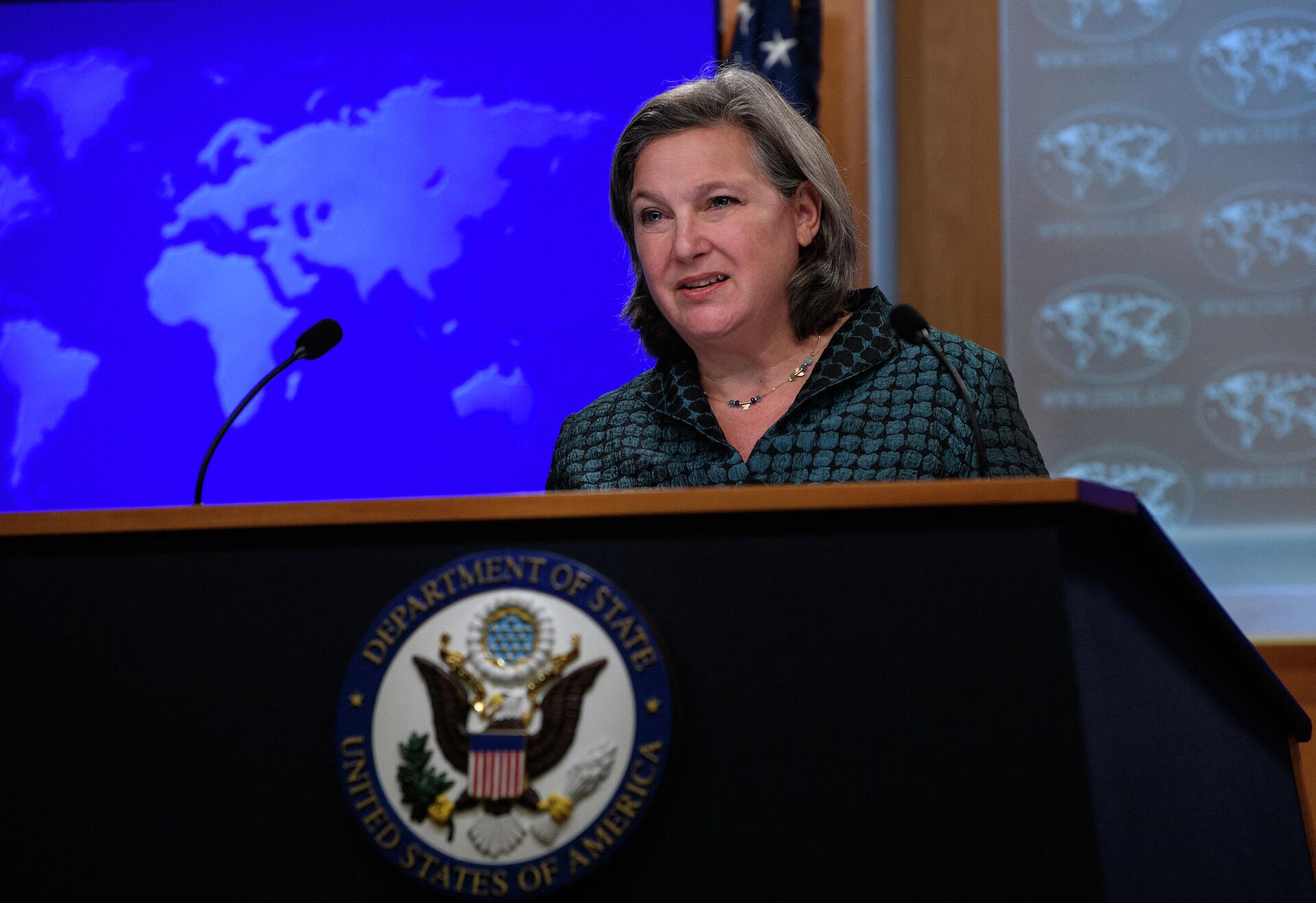 US Under Secretary of State for Political Affairs Victoria Nuland speaks at a press briefing at the State Department in Washington, DC, on January 11, 2022.  - Sputnik International, 1920, 12.03.2022