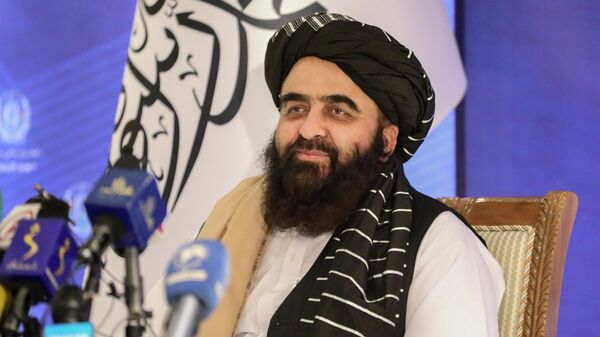 The foreign minister in Afghanistan’s new Taliban-run Cabinet, Amir Khan Muttaqi, gives a press conference in Kabul, Afghanistan, Tuesday, Sept. 14, 2021.  - Sputnik International