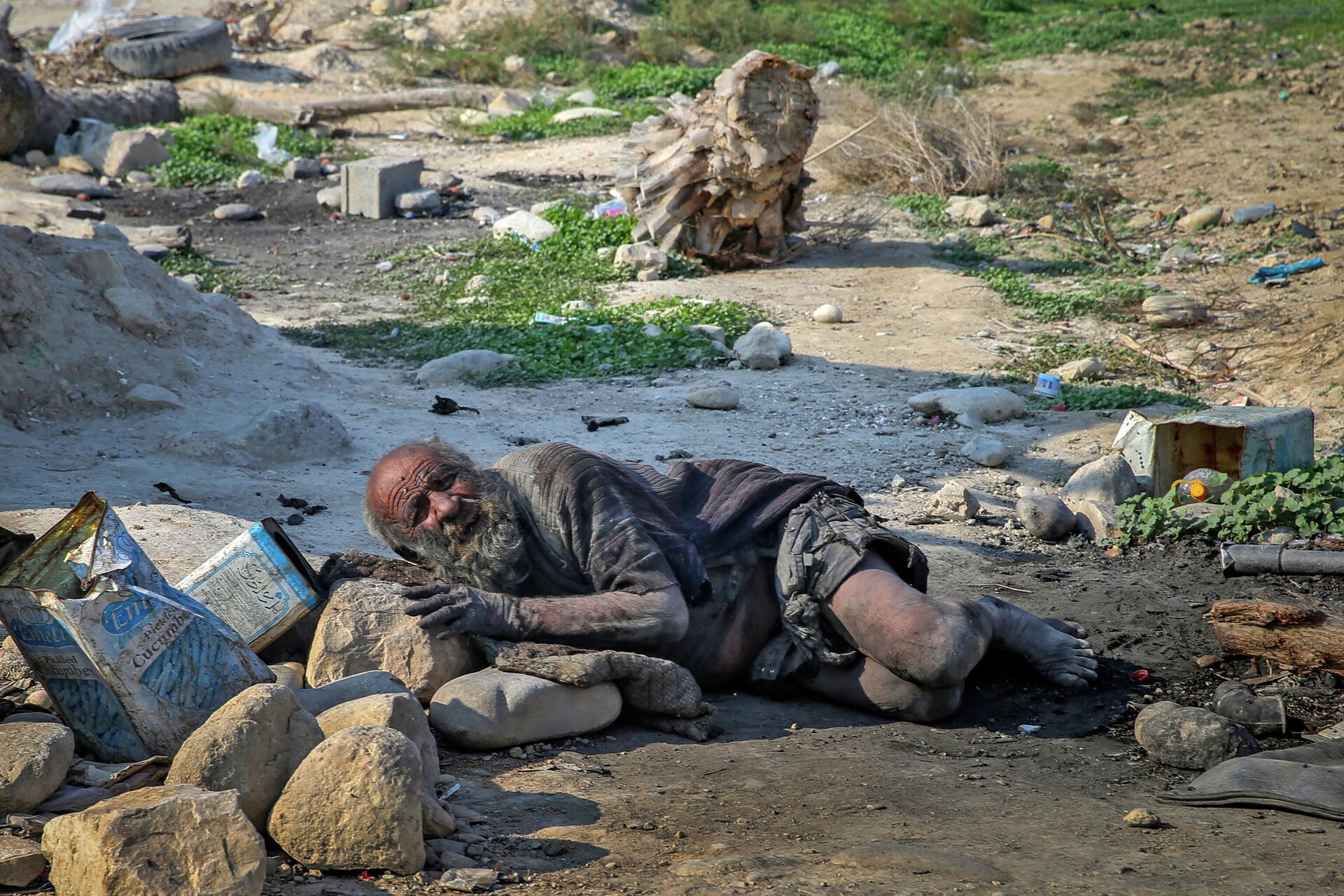 Amou Haji (uncle Haji) lies on the ground on the outskirts of the village of Dezhgah in the Dehram district of the southwestern Iranian Fars province, on December 28, 2018 - Sputnik International, 1920, 20.01.2022