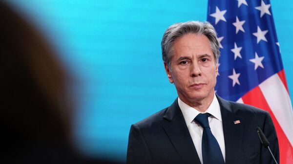 US Secretary of State Antony Blinken gives a joint press conference with German Foreign Minister at the German Ministry of Foreign Affairs in Berlin on January 20, 2022 in Berlin.  - Sputnik International