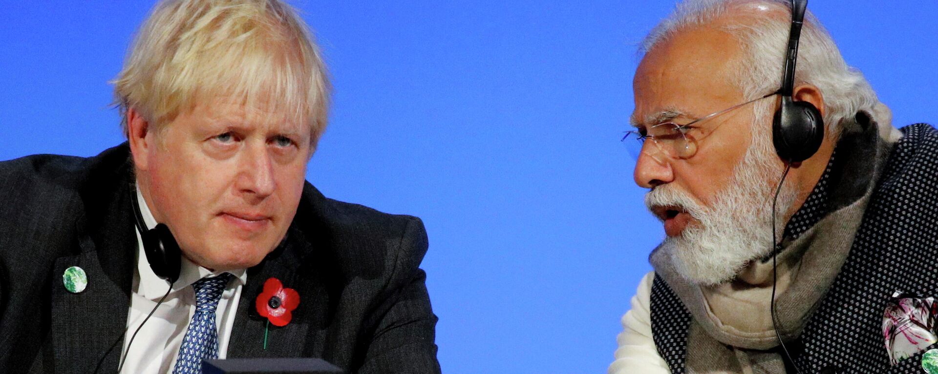Britain's Prime Minister Boris Johnson, left, and India's Prime Minister Narendra Modi attend a meeting during the UN Climate Change Conference COP26 in Glasgow, Scotland, Tuesday, Nov. 2, 2021 - Sputnik International, 1920, 21.01.2022