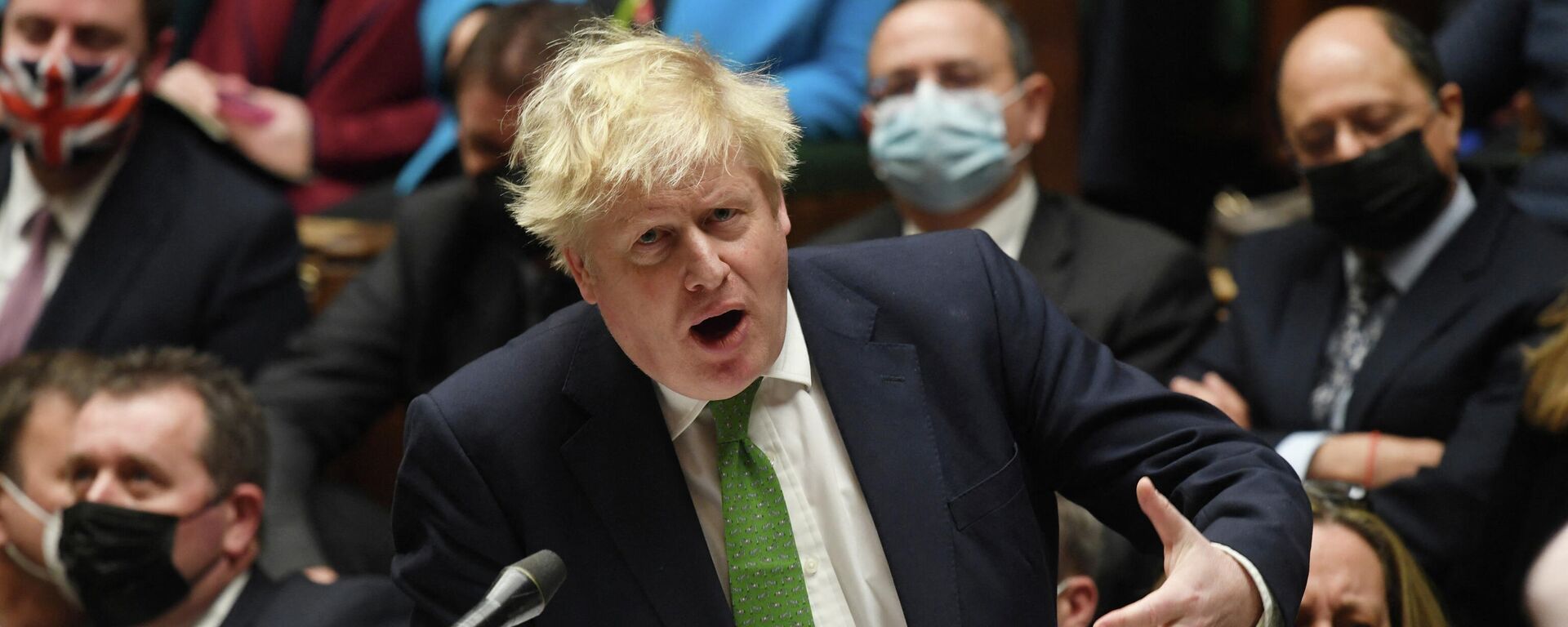 British Prime Minister Boris Johnson speaks during the weekly question time debate at Parliament in London, Britain, January 19, 2022. UK Parliament /Jessica Taylor - Sputnik International, 1920, 24.01.2022