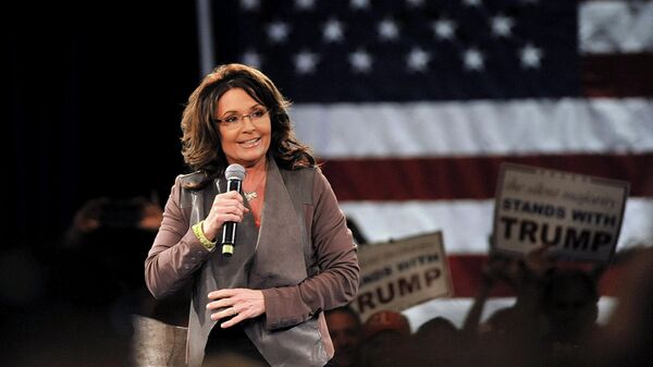 Former Alaska Governor Sarah Palin fires up the crowd before U.S. Republican presidential candidate Donald Trump arrive at a campaign rally at the Tampa Convention Center in Tampa, Florida March 14, 2016 - Sputnik International