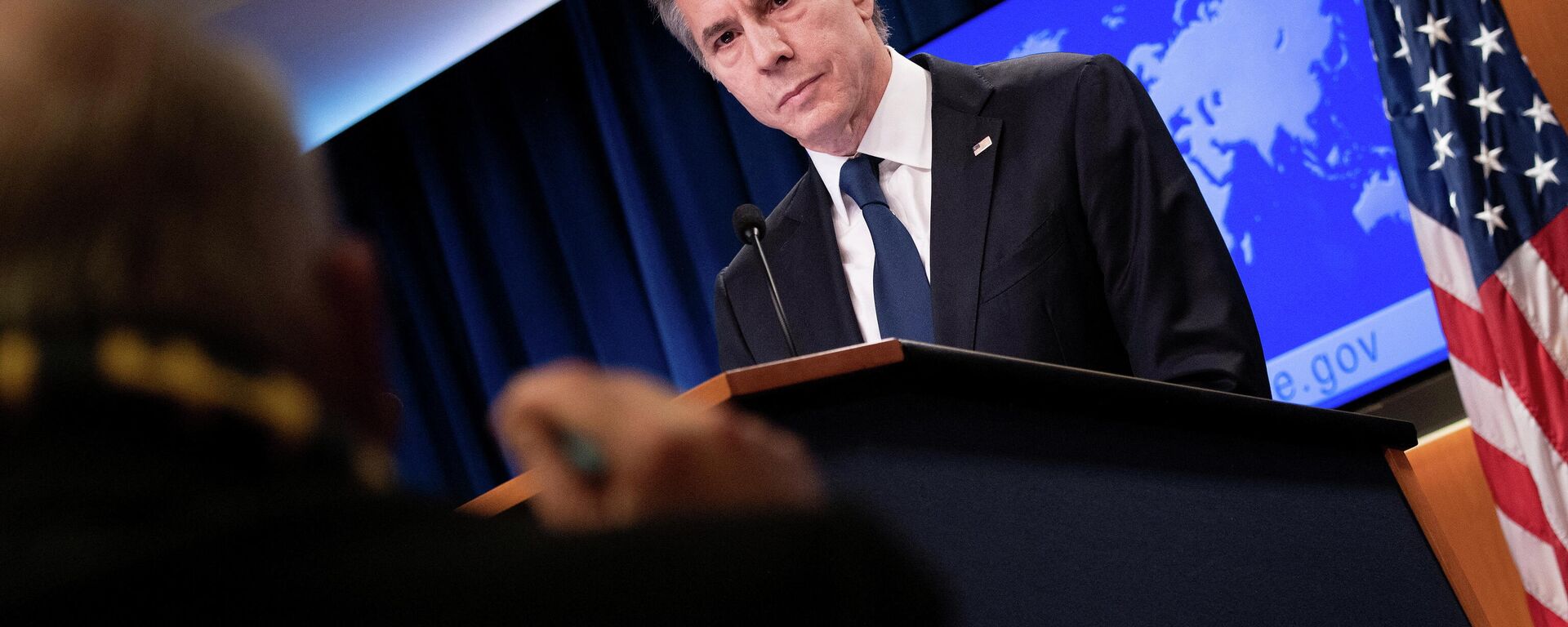 U.S. Secretary of State Antony Blinken speaks about Russia and Ukraine during a briefing at the State Department in Washington, U.S., January 26, 2022.  - Sputnik International, 1920, 26.01.2022