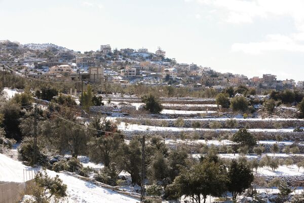 A view shows snow-covered fields in Kfarshouba, Lebanon on 20 January 2022. - Sputnik International