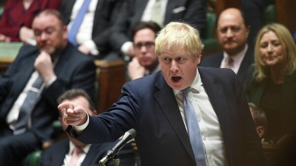 British Prime Minister Boris Johnson makes a statement on Sue Gray's report regarding the alleged Downing Street parties during COVID-19 lockdown, in the House of Commons in London, Britain, January 31, 2022 - Sputnik International
