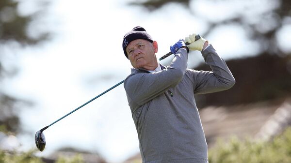 Actor Bill Murray plays his shot from the eighth tee during the first round of the AT&T Pebble Beach Pro-Am at Monterey Peninsula Country Club on February 03, 2022 in Pebble Beach, California - Sputnik International