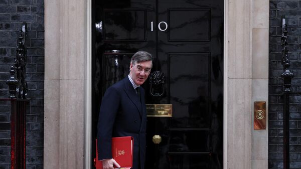 British Leader of the House of Commons Rees-Mogg stands outside Downing Street in London - Sputnik International