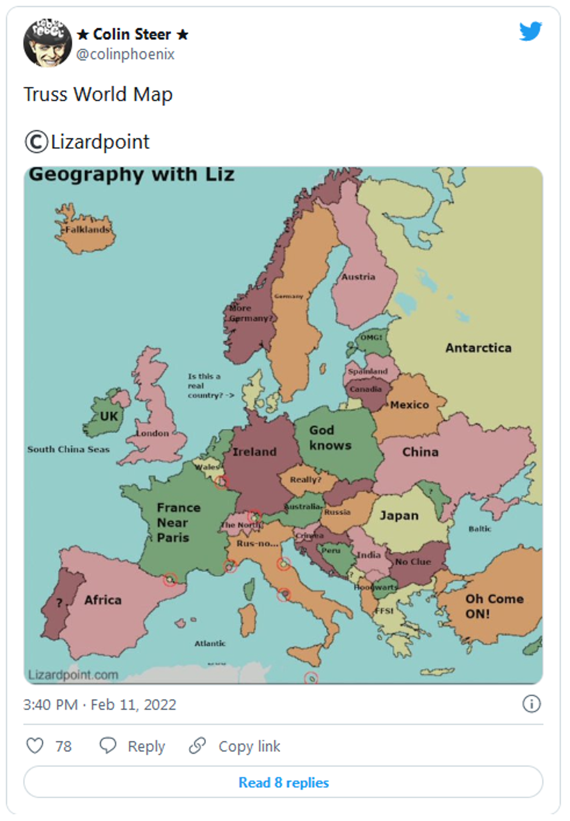 Tweet dedicated to Liz Truss's geography knowledge. - Sputnik International, 1920, 11.02.2022