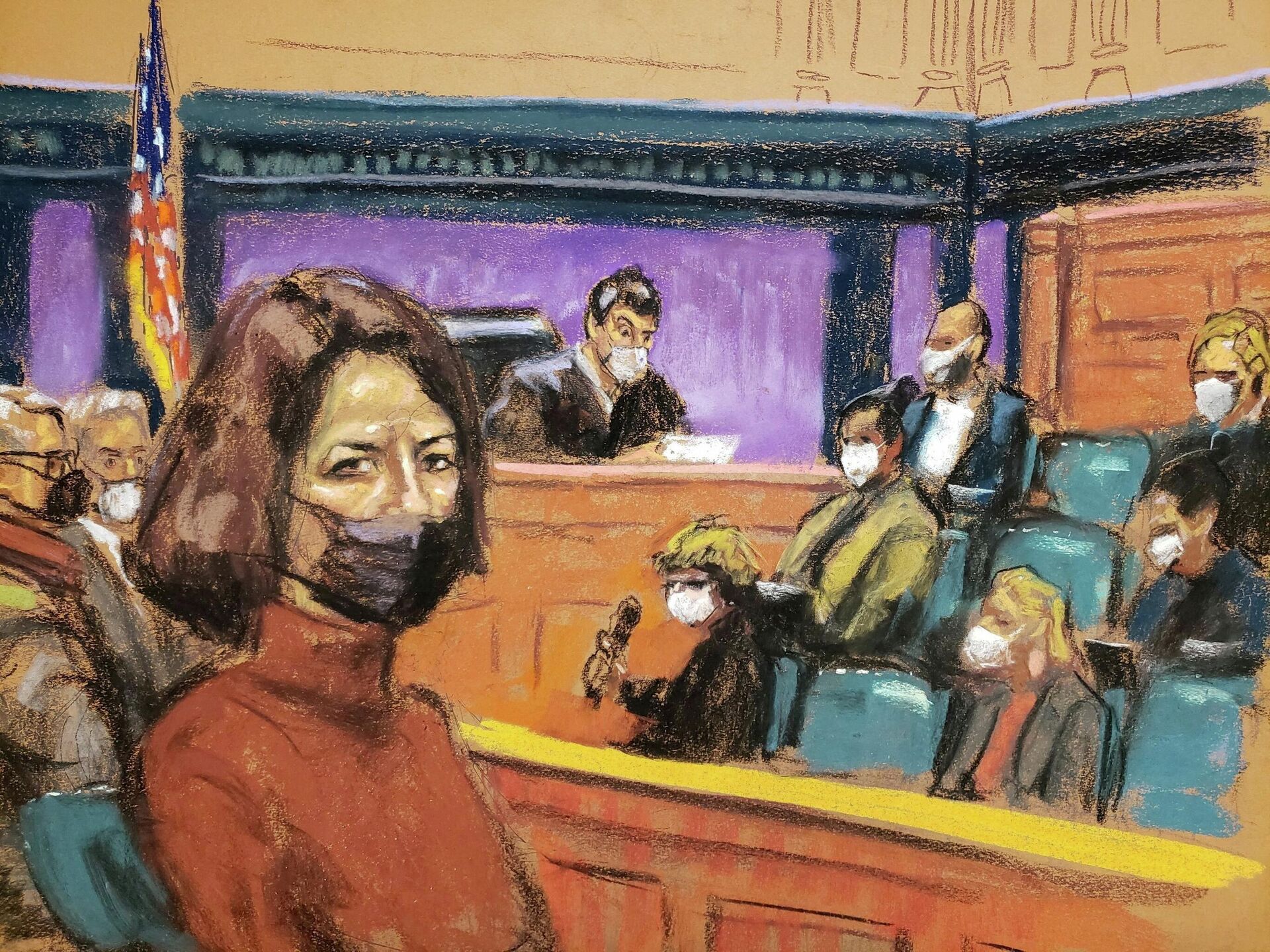  Jeffrey Epstein associate Ghislaine Maxwell sits as the guilty verdict in her sex abuse trial is read in a courtroom sketch in New York City, U.S., December 29, 2021 - Sputnik International, 1920, 06.03.2022