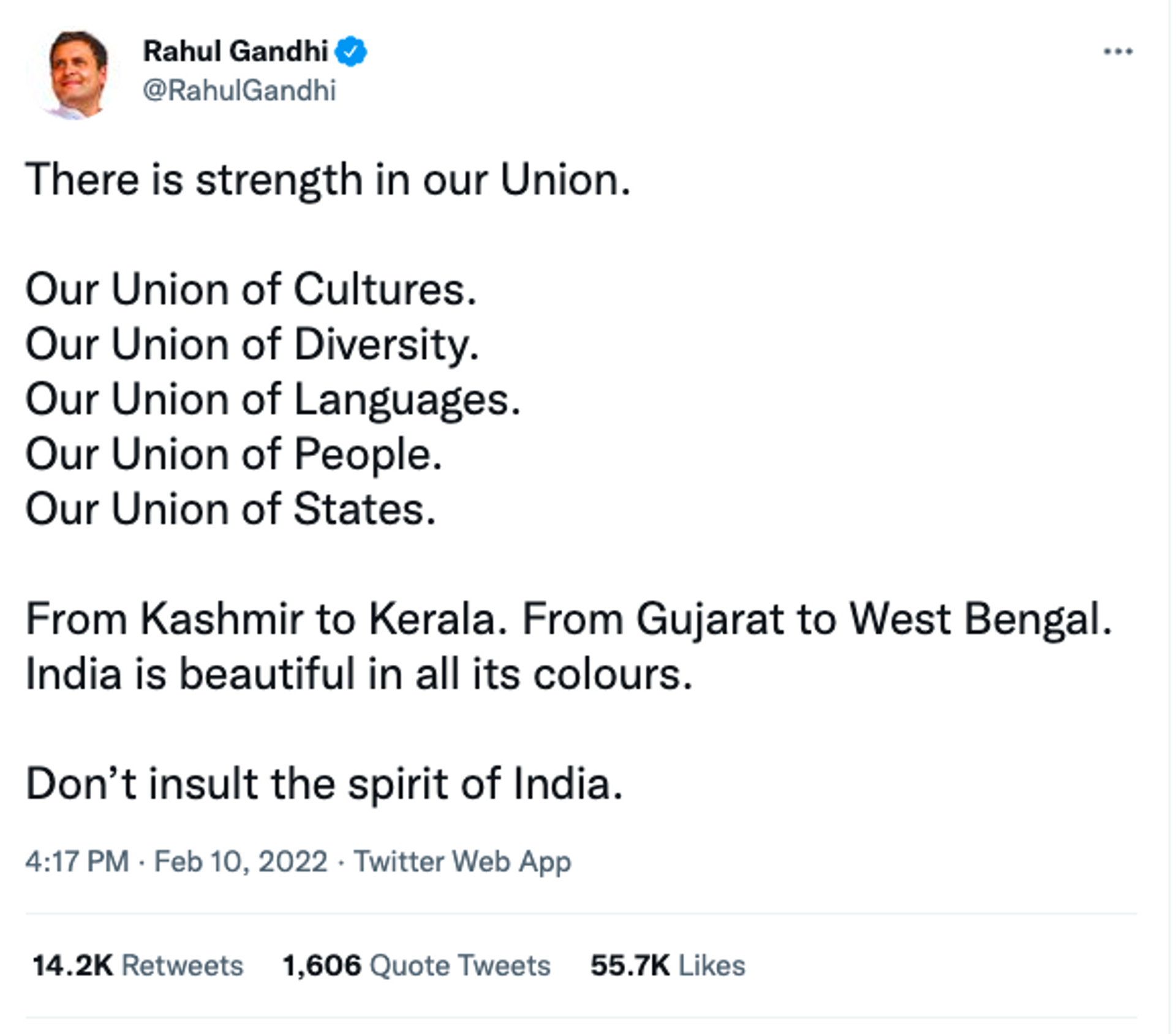 Rahul Gandhi tweet. - Sputnik International, 1920, 15.02.2022