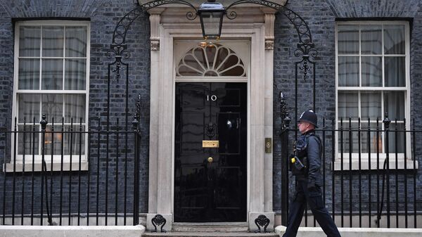 A police officer walks past the door to 10 Downing Street, the official residence of Britain's Prime Minister, in London on January 25, 2022 - Sputnik International