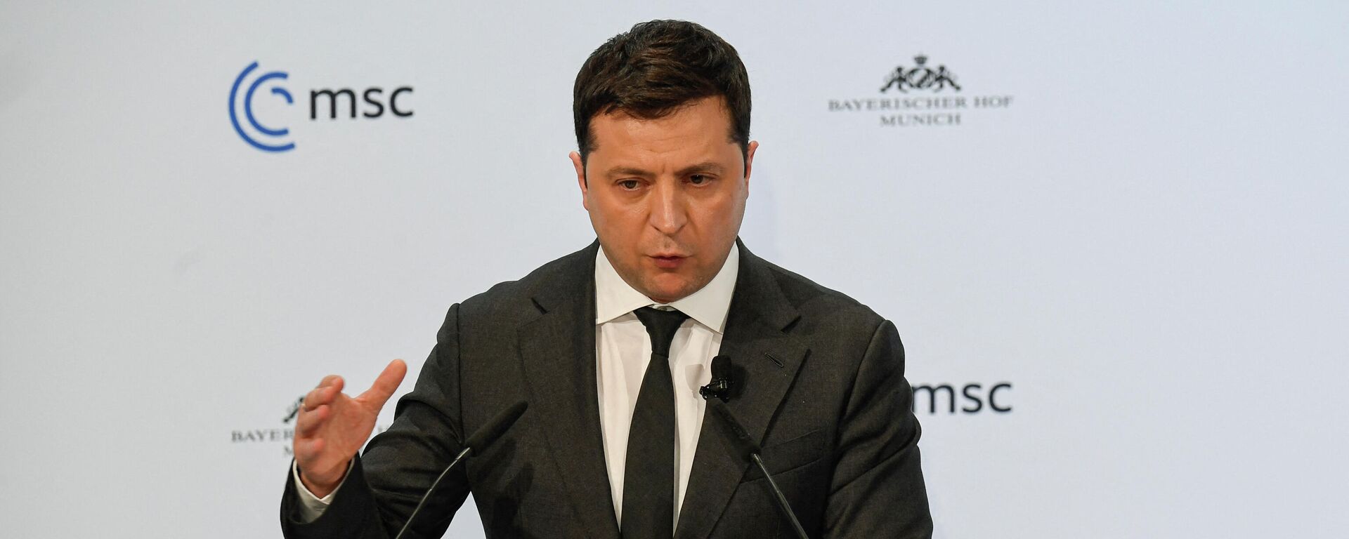 Ukrainian President Volodymyr Zelensky speaks at the Munich Security Conference (MSC) in Munich, southern Germany, on February 19, 2022.  - Sputnik International, 1920, 19.02.2022