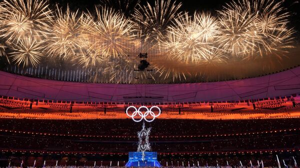 Fireworks explode during the closing ceremony of the 2022 Winter Olympics, Sunday, Feb. 20, 2022, in Beijing.  - Sputnik International