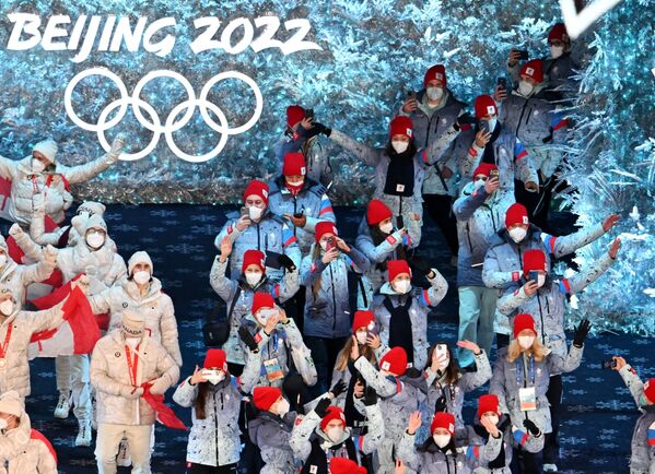 Russian athletes at the closing ceremony of the 2022 Winter Olympics, Sunday, Feb. 20, 2022, in Beijing. - Sputnik International