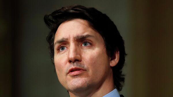 Canada's Prime Minister Justin Trudeau speaks at a news conference about the situation in Ukraine, in Ottawa, Ontario, Canada, February 22, 2022 - Sputnik International