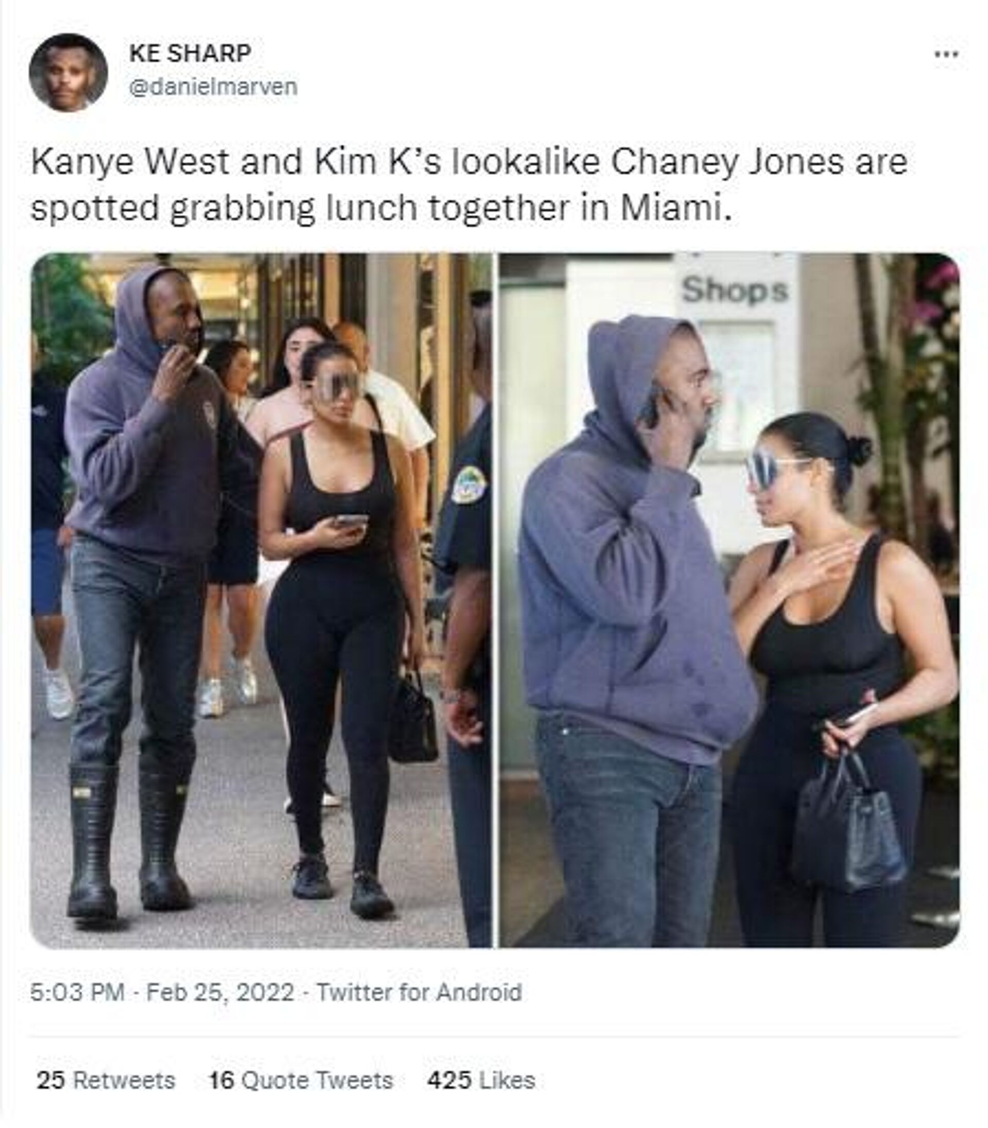 Rapper Kanye West with Kim Kardashian's look-alike Chaney Jones at Miami - Sputnik International, 1920, 28.02.2022