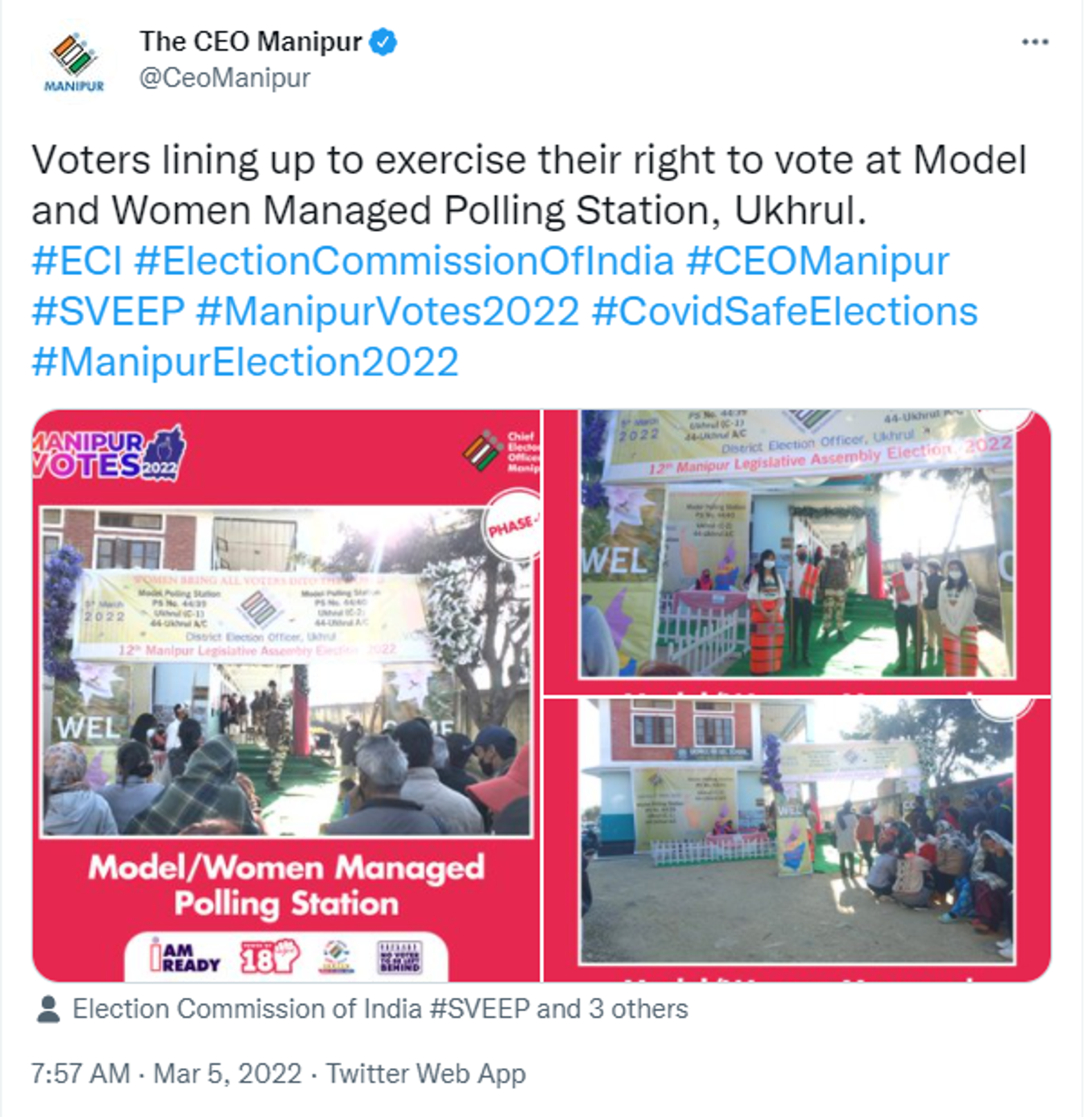 Voters lining up to exercise their right to vote at Model and Women Managed Polling Station in Manipur's Ukhrul. - Sputnik International, 1920, 05.03.2022