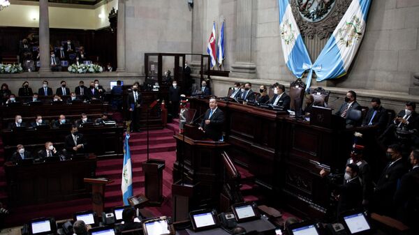 Guatemalan President Alejandro Giammattei delivers his State of the Nation address to Congress, in Guatemala City, Thursday, Jan. 14, 2021. - Sputnik International