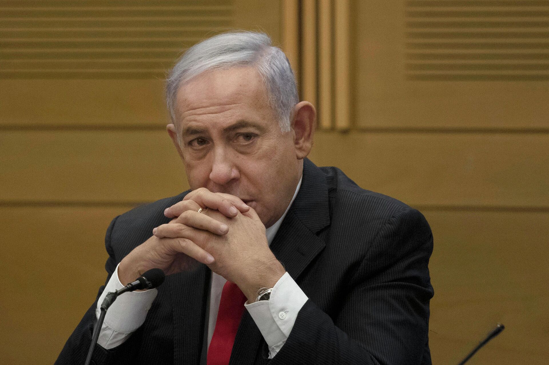Former Israeli Prime Minister Benjamin Netanyahu speaks to right-wing opposition party members, at the Knesset, Israel's parliament, in Jerusalem on June 14, 2021.  - Sputnik International, 1920, 18.07.2022