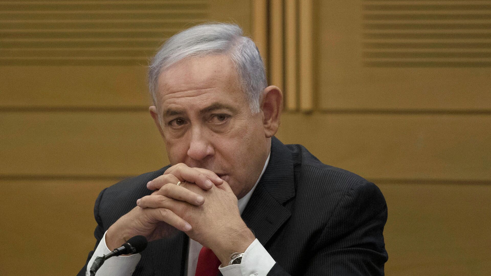 Former Israeli Prime Minister Benjamin Netanyahu speaks to right-wing opposition party members, at the Knesset, Israel's parliament, in Jerusalem on June 14, 2021.  - Sputnik International, 1920, 17.03.2022