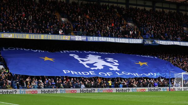 General view of a Chelsea banner inside the stadium before the match - Sputnik International