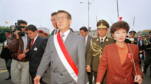 Peruvian President Alberto Fujimori and first lady Susana Higuchi attend an Independence Day celebration, in their last public appearance together, in Lima, Peru, July 28, 1994. Higuchi died on Wednesday, Dec. 8, 2021 at the age of 73, confirmed her daughter Keiko Fujimori. - Sputnik International
