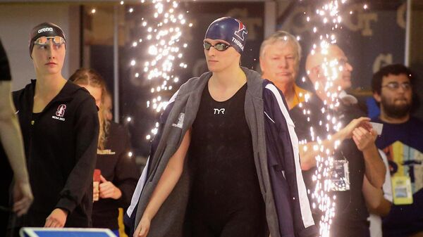Mar 18, 2022; Atlanta, Georgia, USA; Penn Quakers swimmer Lia Thomas walks out before the 200 free at the NCAA Swimming & Diving Championships at Georgia Tech - Sputnik International