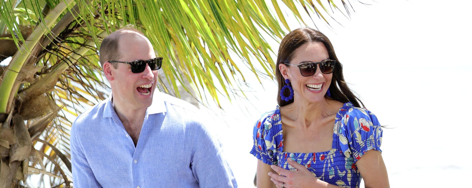 Britain's Prince William and Catherine, Duchess of Cambridge, laugh during their visit to Hopkins, a small village on the coast which is considered to be cultural centre of the Garifuna community in Belize, amid a tour of the Caribbean, March 20, 2022.  - Sputnik International, 1920, 21.03.2022