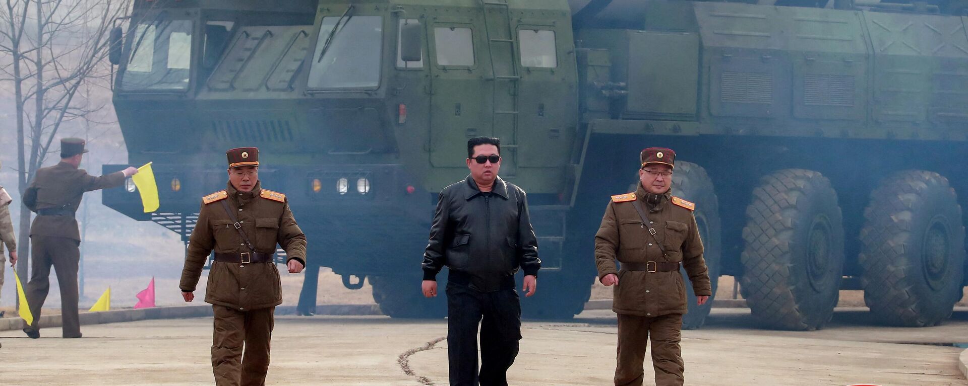 North Korean leader Kim Jong Un walks away from what state media report is a new type of intercontinental ballistic missile (ICBM) in this undated photo released on March 24, 2022 by North Korea's Korean Central News Agency (KCNA).  - Sputnik International, 1920, 24.03.2022