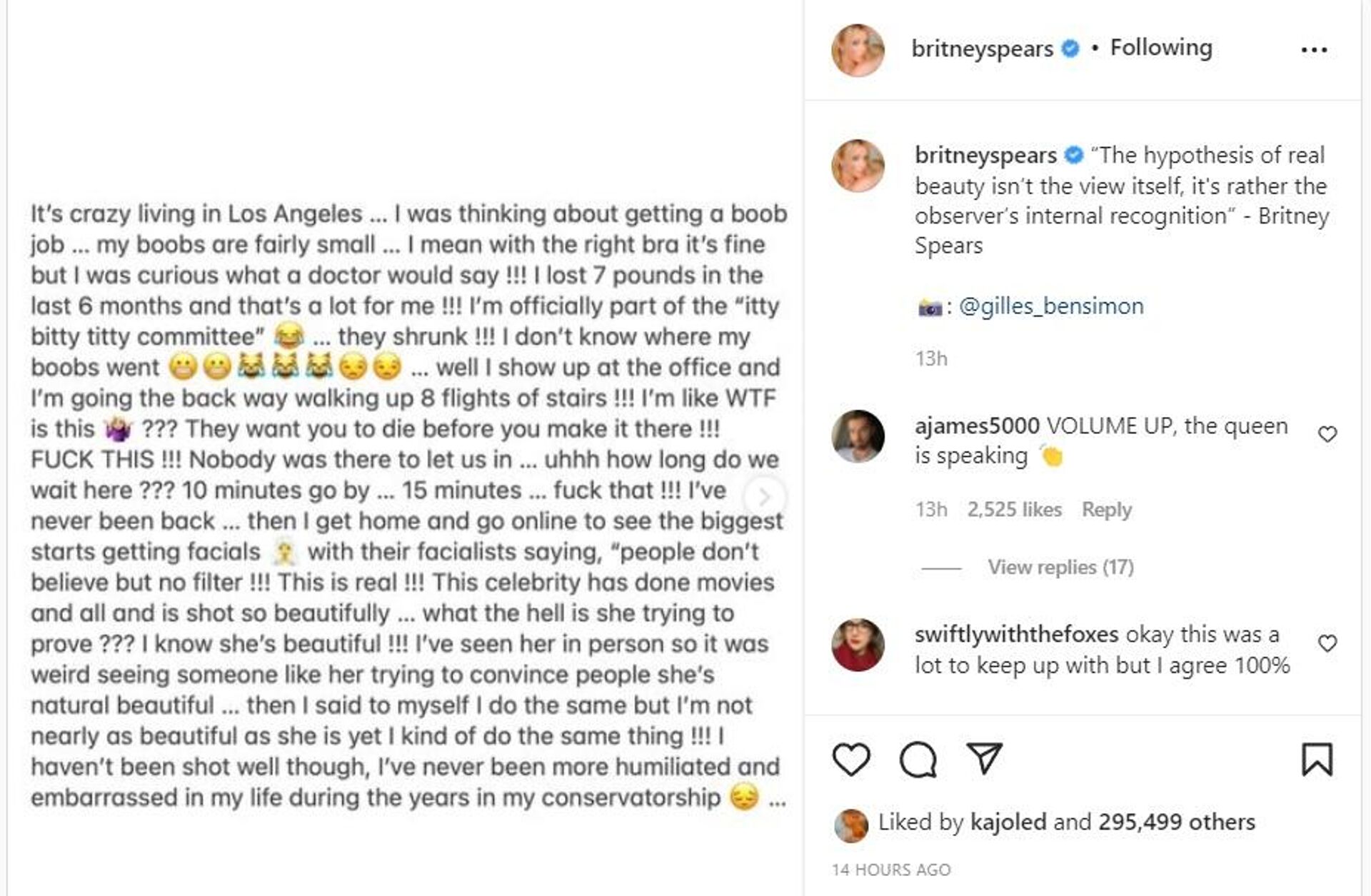 Screenshot of pop star Britney Spears' Instagram post - Sputnik International, 1920, 25.03.2022