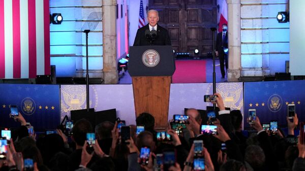 U.S. President Joe Biden speaks during an event at the Royal Castle, amid Russia's invasion of Ukraine, in Warsaw, Poland, March 26, 2022. - Sputnik International