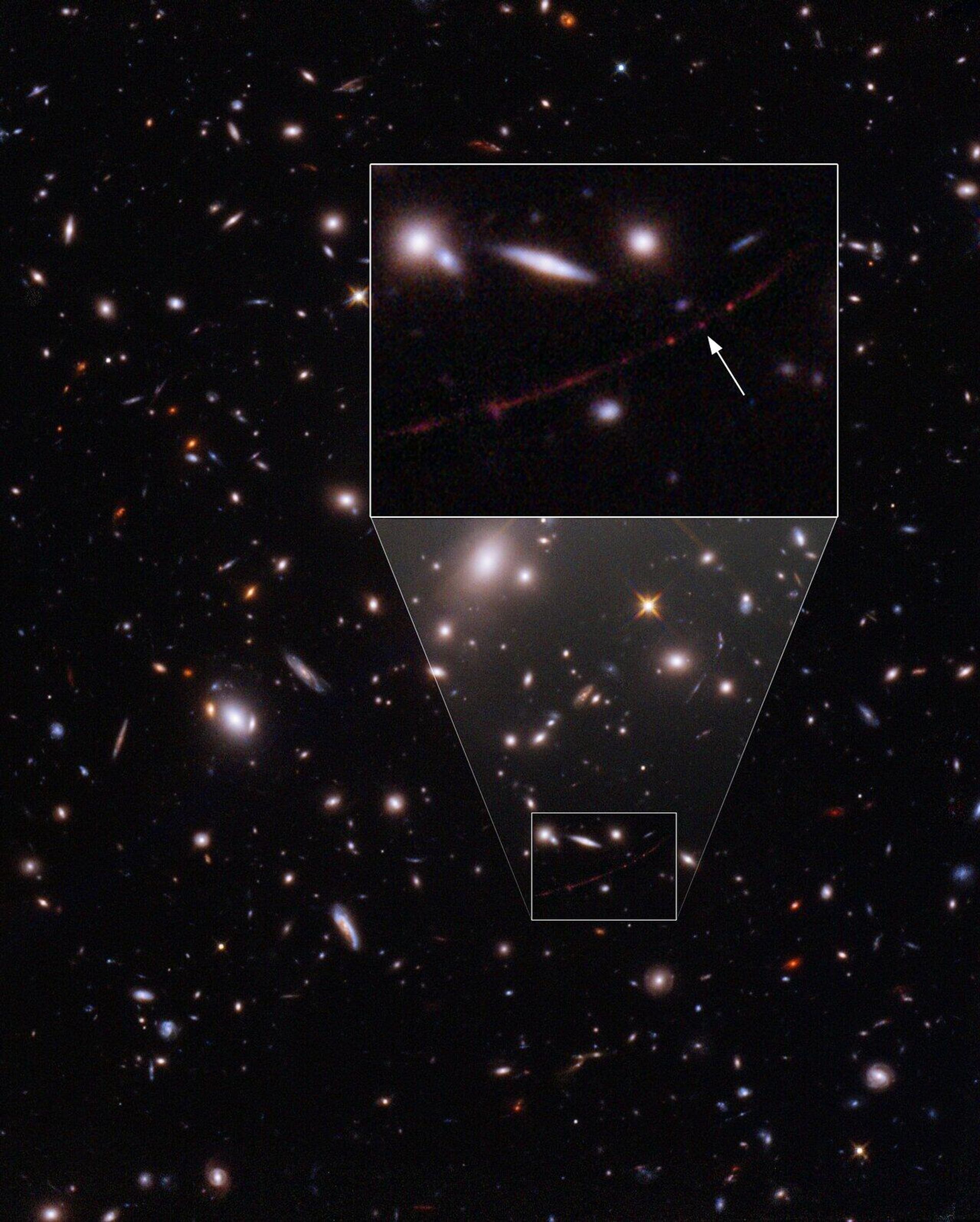 Hubble breaks new record detecting the most distant individual star ever seen. Nicknamed Earendel by the authors, this star existed within the first billion years after the Universe’s birth in the Big Bang - Sputnik International, 1920, 30.03.2022