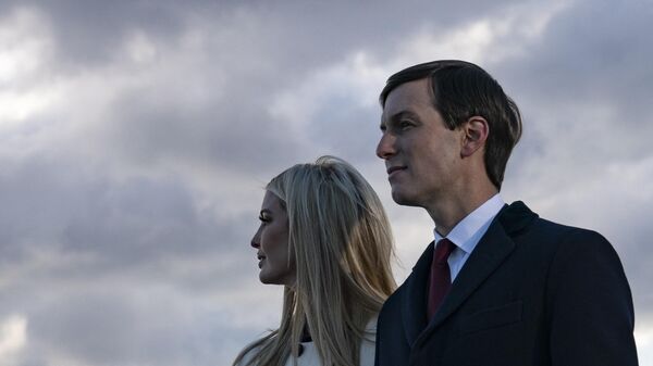 Daughter and Senior Advisor to the Outgoing US President Ivanka Trump and husband Senior Advisor to the Outgoing President Jared Kushner stand on the tarmac at Joint Base Andrews in Maryland as they attend US President Donald Trump's departure on January 20, 2021. - Sputnik International