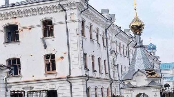 The Svyatogorsk Monastery in Donetsk region, Ukraine after being shelled in March 2022. - Sputnik International