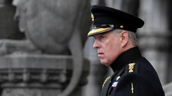 Britain's Prince Andrew, Duke of York, attends a ceremony commemorating the 75th anniversary of the liberation of Bruges on September 7, 2019 in Bruges - Sputnik International