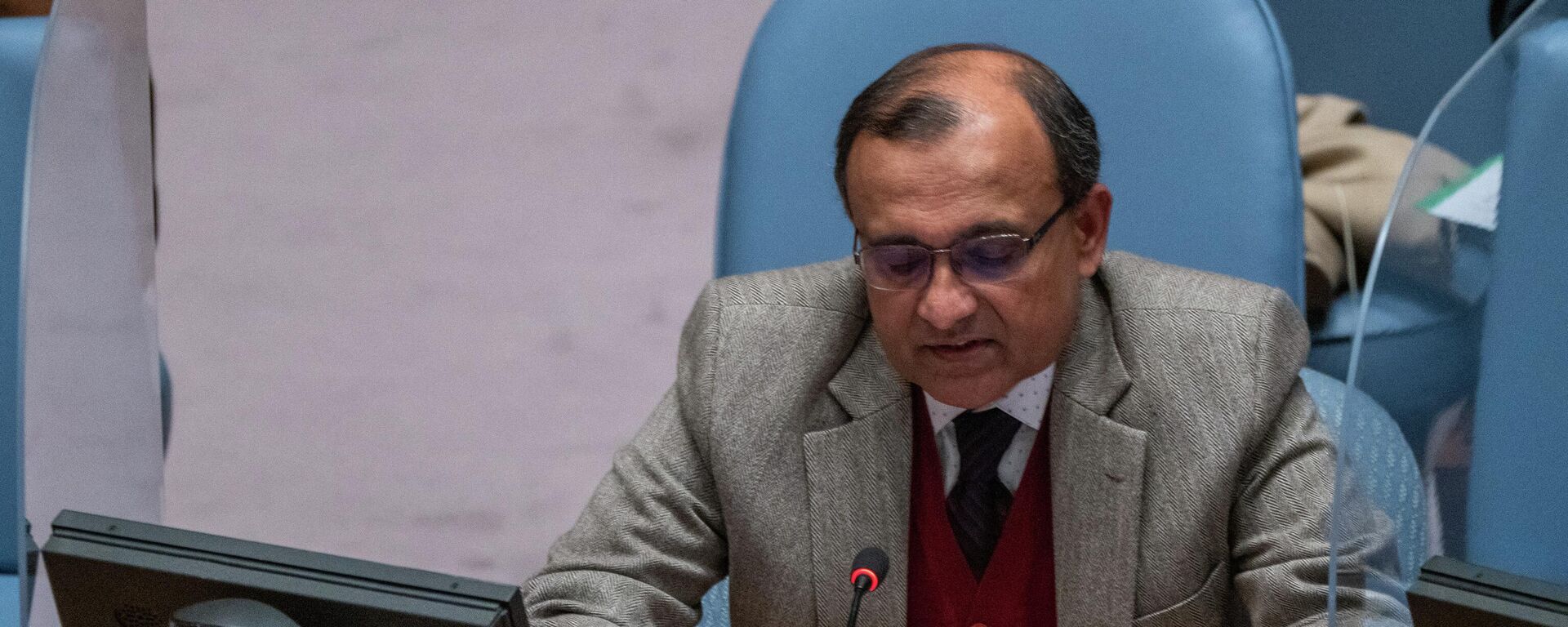 Indian Ambassador to the U.N. T. S. Tirumurti speaks to the United Nations Security Council, amid Russia's invasion of Ukraine, at the United Nations Headquarters in New York City, New York, U.S., March 29, 2022. REUTERS/David 'Dee' Delgado - Sputnik International, 1920, 05.04.2022