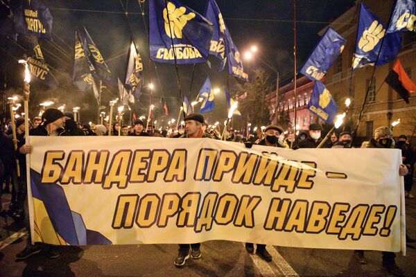 2021: Kiev. Participants of a march dedicated to the 112th anniversary of the birth of Stepan Bandera. - Sputnik International
