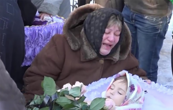 Arina Gusak, born in 2010. She was killed by UAF soldiers in Stakhanov, LPR. At 8 a.m. on 21 January 2015, Natalia was taking her 5-year-old daughter Arina to the kindergarten &quot;Solnyshko&quot;. The same kindergarten that was hit by shells from Ukrainian &quot;Uragan&quot; multiple rocket launchers. Natalia and Arina were killed on the spot. - Sputnik International